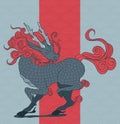 mythological creature - qilin, simple wave pattern Royalty Free Stock Photo